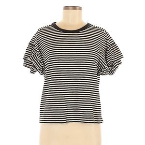 Madewell Ruffle-Sleeve Boxy Tee Black & White Stripe